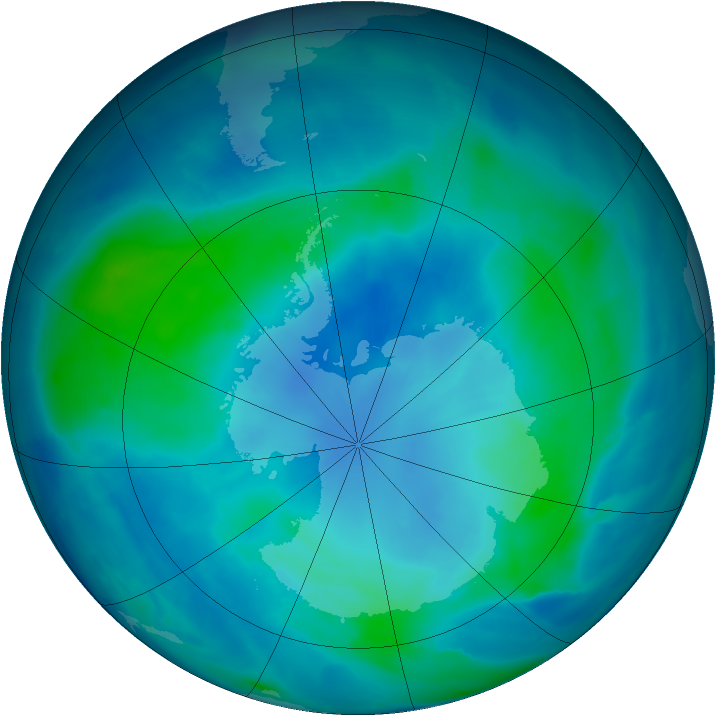 Antarctic ozone map for 24 February 2009